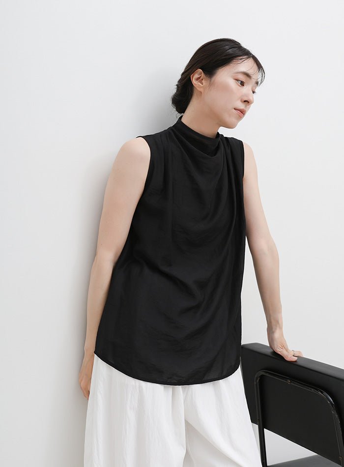 プラダ　ノースリーブブラウス　シャツ　ベスト　ミニマル　モード　Opium ネックドレープシアーノースリーブブラウス – SELECT MOCA