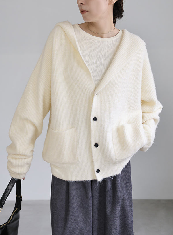 フーディーニットカーディガン