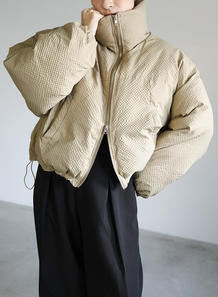 チェックスタンドカラーショートダウン