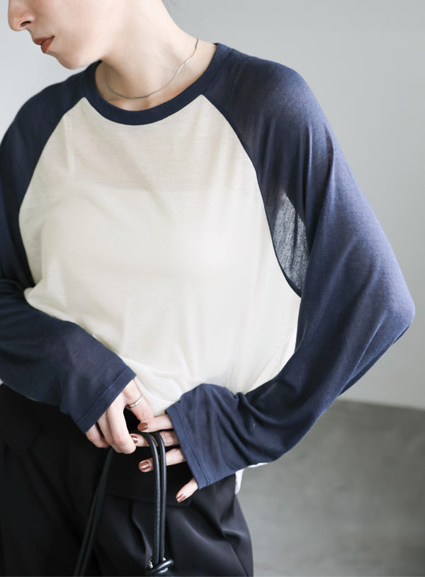 シアーラグランロングスリーブTシャツ