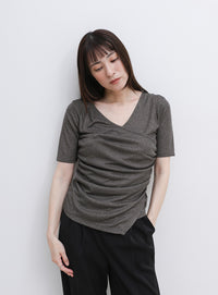ドレープカシュクールシアーTシャツ