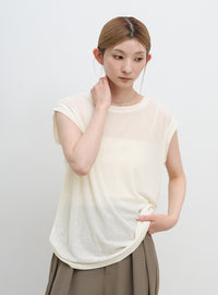 シアーノースリーブTシャツ