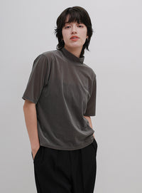 プチハイネックライトベロアTシャツ