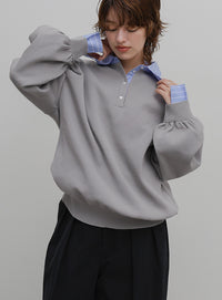 シャツカラードッキングニット