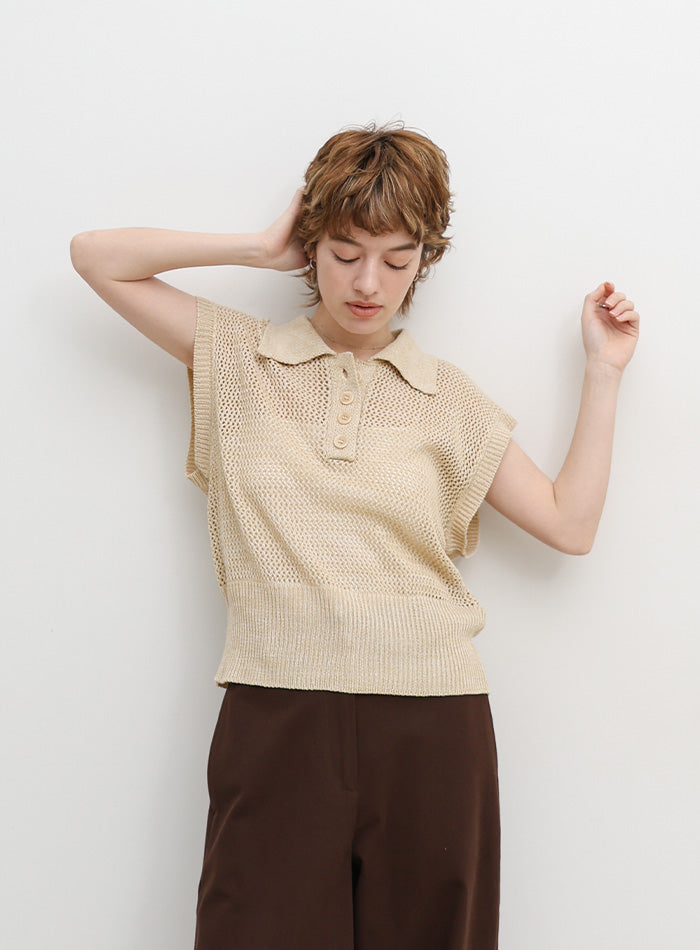 ノースリーブメッシュニットポロ – SELECT MOCA