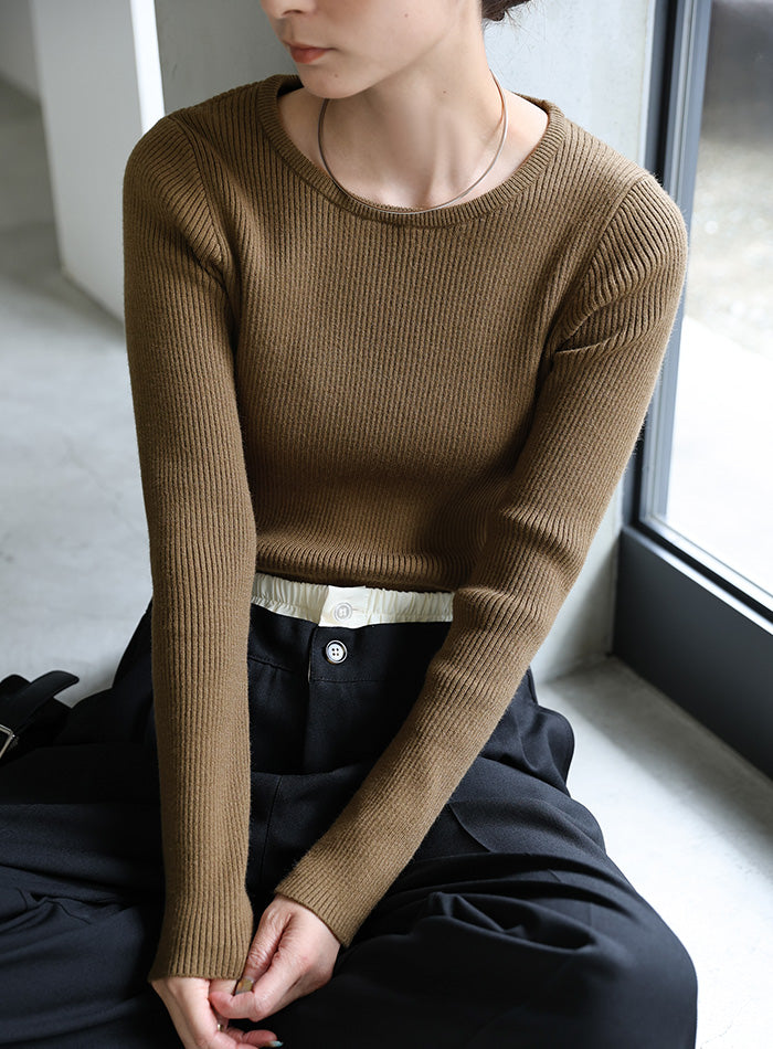 ニット+セーター L&#39;Or Front Line Knit Mocha ZIP FIVE -White Line- セーター ニット 「White Line