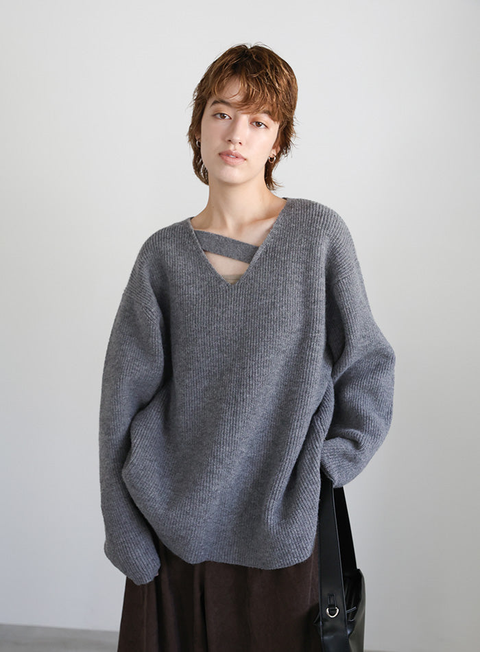 定25300円　新品【kaam　カム】アシンメトリーＶカーデ白ホワイトLOHEN アシンメトリーVネックニットトップス – SELECT MOCA