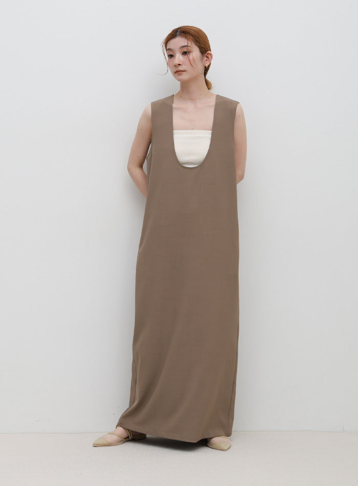 バックスリットUネックロングワンピース – SELECT MOCA