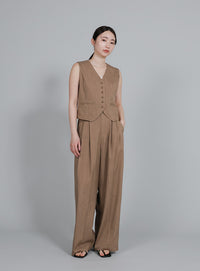 【Et】Mannish Vest and Tuck Pants Set