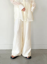 フラワーエンブロイダリーシアーワイドパンツ【セットアップ対応】【by SON】