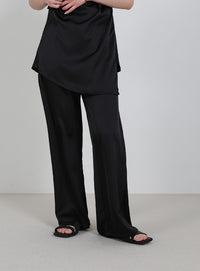 ストレートイージーサテンパンツ【セットアップ対応】