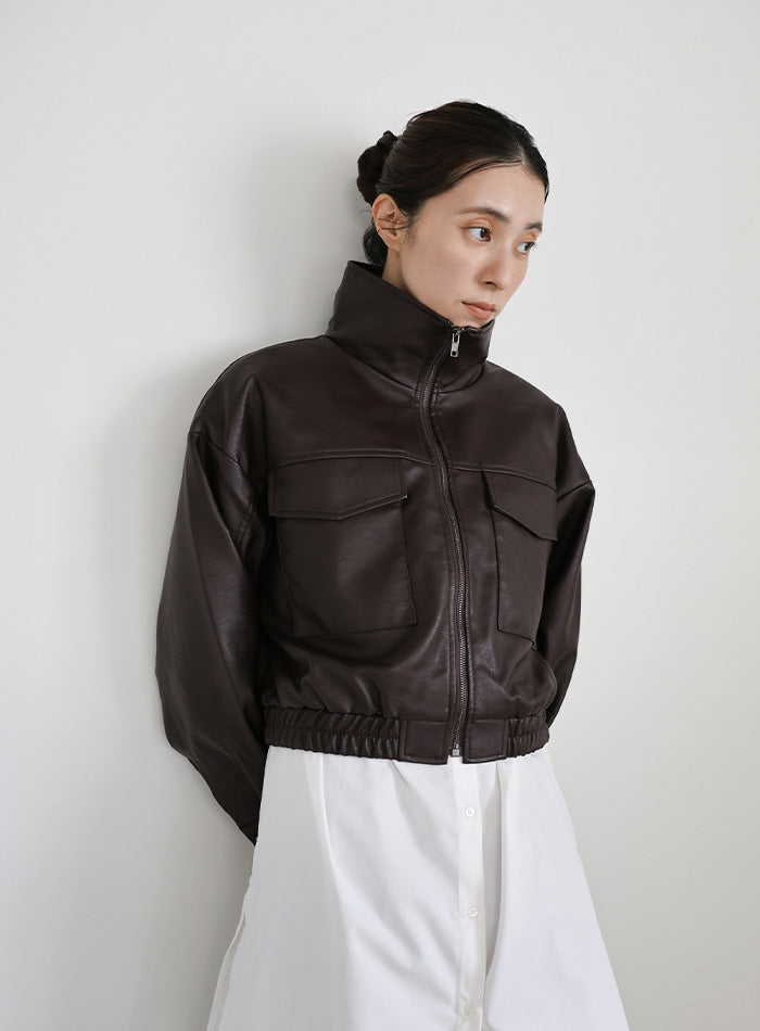 フェイクレザーショートブルゾン – SELECT MOCA