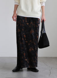 タイダイベロアナロースカート