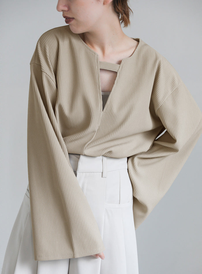キーネックリップルワイドスリーブトップス【SALE】 – SELECT MOCA