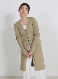 2WAYスリーブリブロングカーディガン