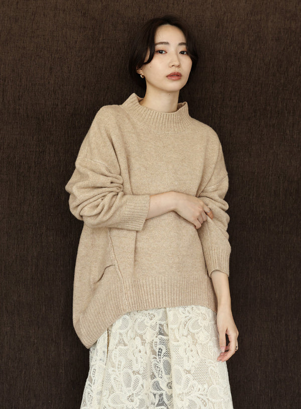 【Et】Petit High Neck Cocoon Silhouette Knit