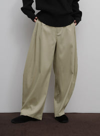 【Et】Linen-Like Barrel Pants