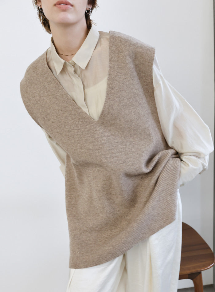 Vネックロングニットベスト – SELECT MOCA