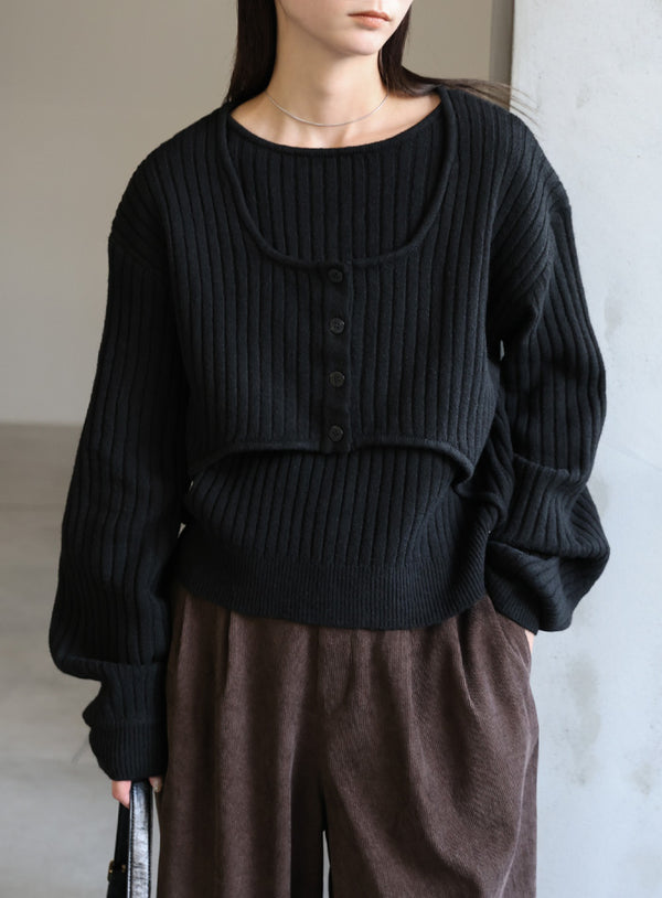 レイヤードデザインニット