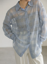 チェックレースオーバーシャツ