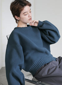 スポンディッシュクルーネックショートニット【SALE】