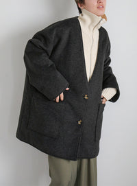 ノーカラーポケットデザインアウター