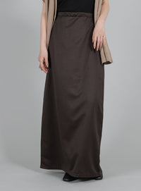 【Et】Matte Satin I-line Long Skirt