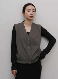 【Et】Knit wrap vest