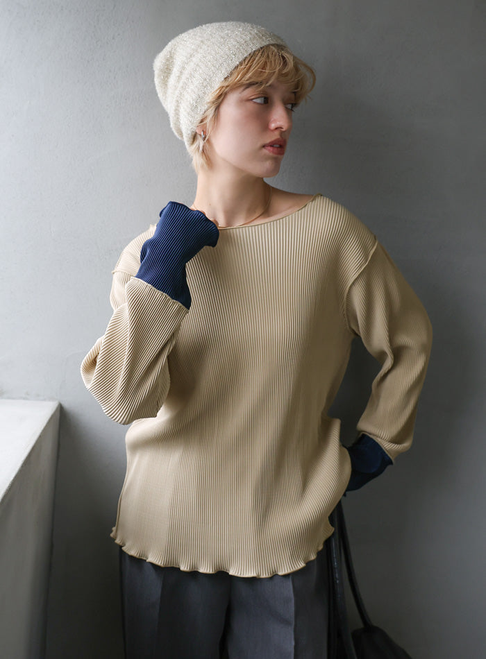 バイカラースリーブプリーツトップス – SELECT MOCA