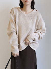 ビッグカラーミックス編みニット