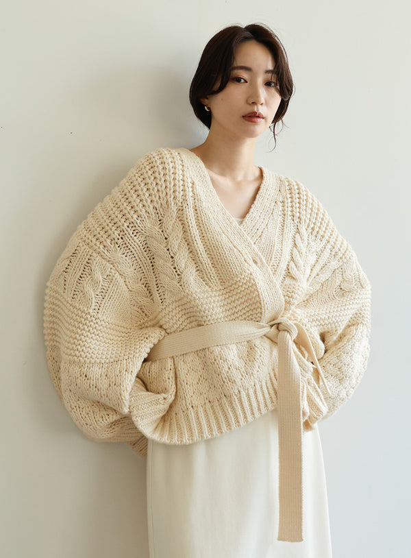 【Et】Cable wide cardigan