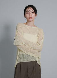 【Et】Sheer Random-Rib Knit