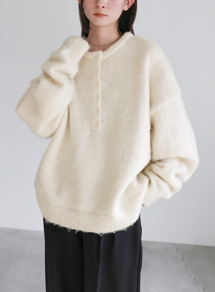 ウールタッチヘンリーネックオーバーニット – SELECT MOCA