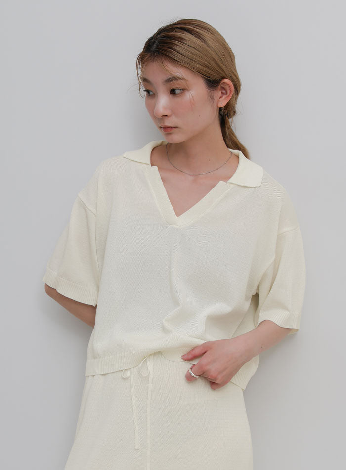ハーフスリーブシルキースキッパーニット【セットアップ可】 – SELECT MOCA