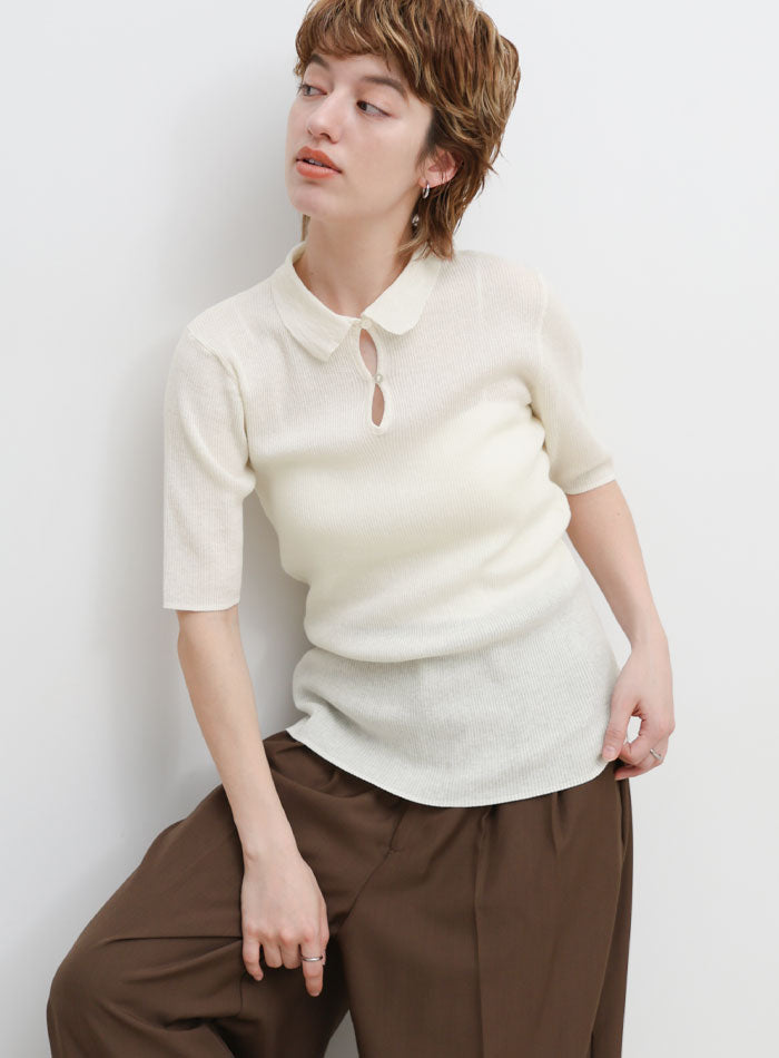 ドロップデザインシアーリブポロニット – SELECT MOCA