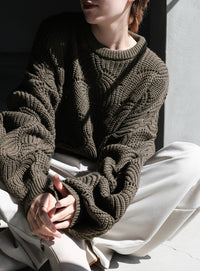 リーフモチーフボリュームニット【SALE】