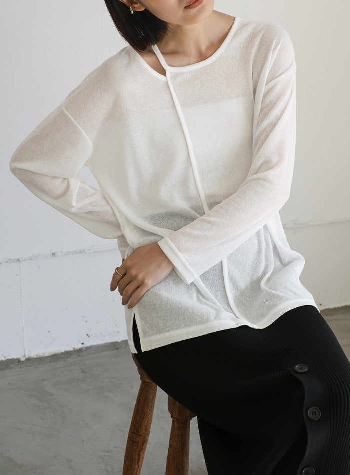 トップス commesi Et】アシンメトリーネックシアートップス – SELECT MOCA