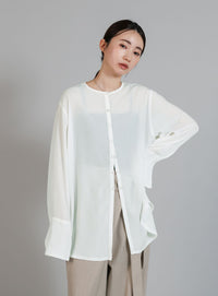 【Et】Button Design Wide Cuff Blouse