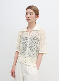 透かし編みアシンメトリーニット