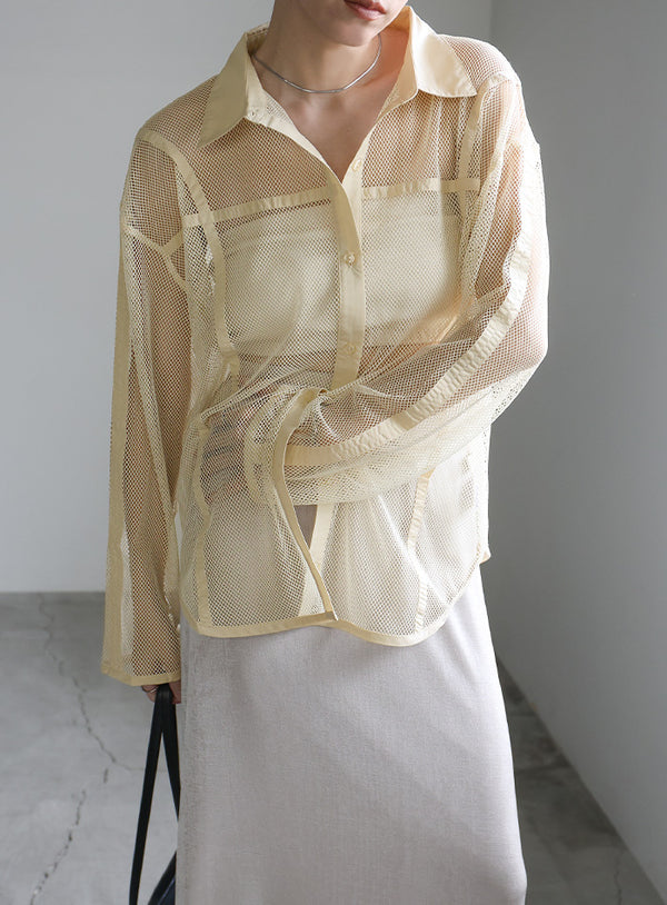 パイピングメッシュシャツ【SALE】