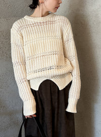 センタースリット透かし編みニット【by SON】