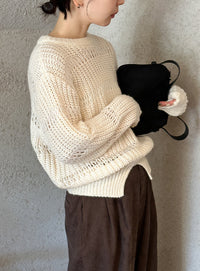 センタースリット透かし編みニット【by SON】