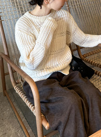 センタースリット透かし編みニット【by SON】