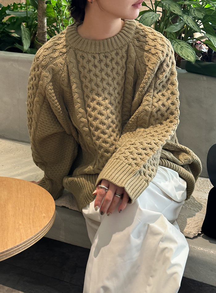 サイズ展開あり】ヴィンテージライクケーブルニット【by SON