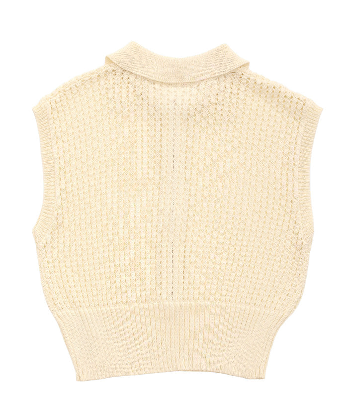 【全4色】メッシュ切替ニットトップ　ホワイト ベージュ スカイ ブラック【kolji-250404btop】(lam )(250512) ◇【2点セット】ラメメッシュニット＋タンクトップ（トップス＋