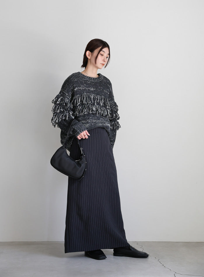 クルーネックミックスフリンジニットトップス – SELECT MOCA