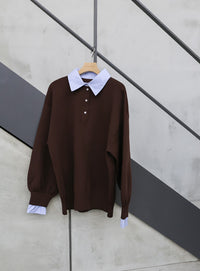 シャツカラードッキングニット