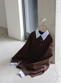 シャツカラードッキングニット