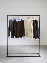 シャツカラードッキングニット