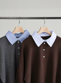 シャツカラードッキングニット